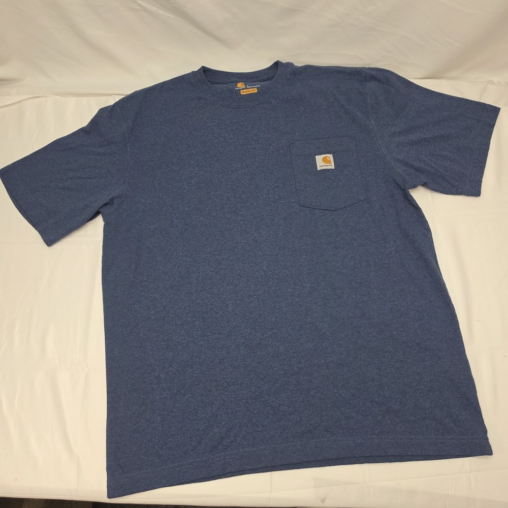 Carhartt Men's T-Shirt Blue K87 Size Large Regular Original Fit Pocket Logo
